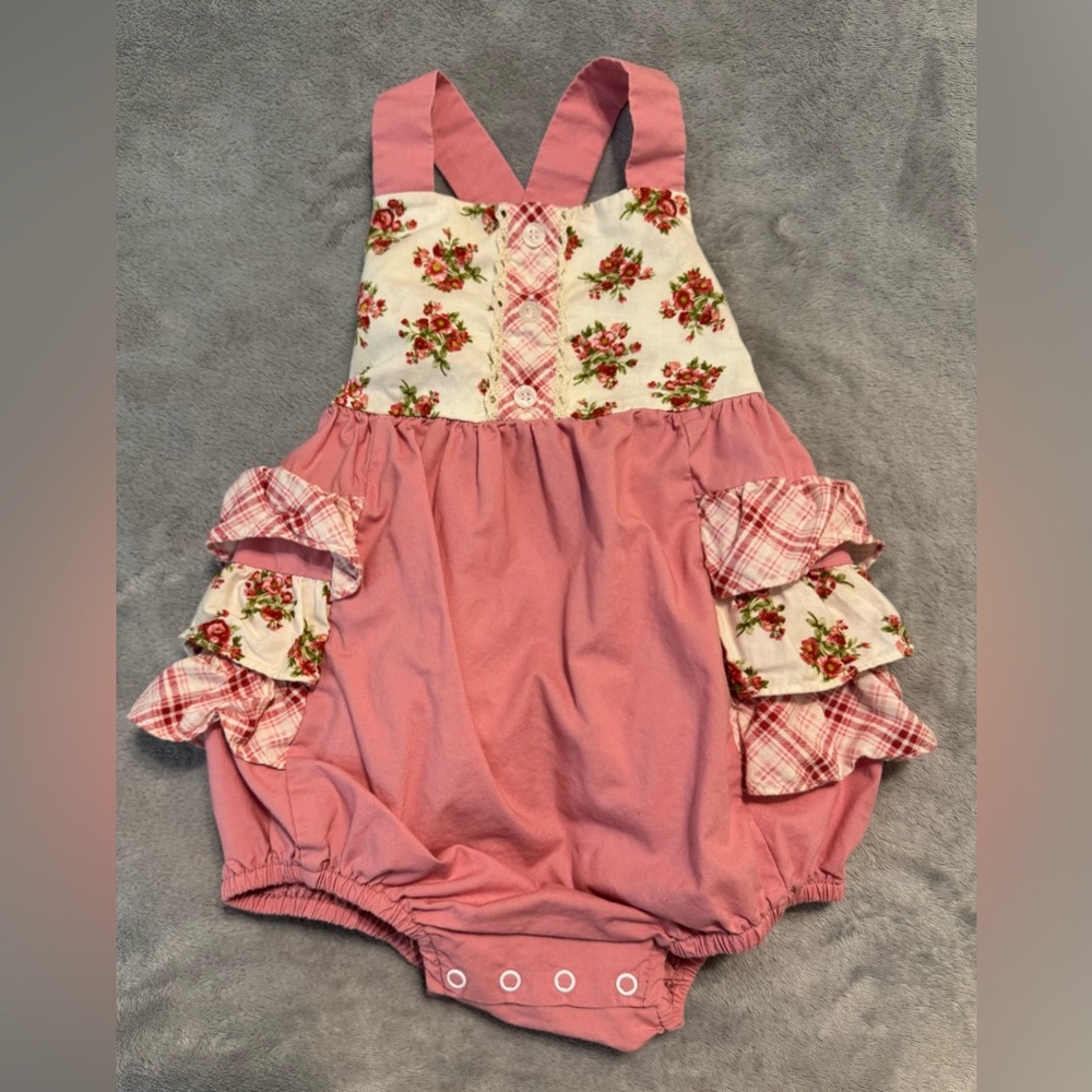 Pink Floral Bubble Romper for Kids